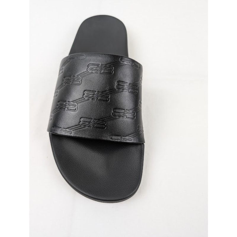 Balenciaga o1rshd1 Pool Slides BB Monogram in Black Size US 13 / EU 46 - 4 Thumbnail