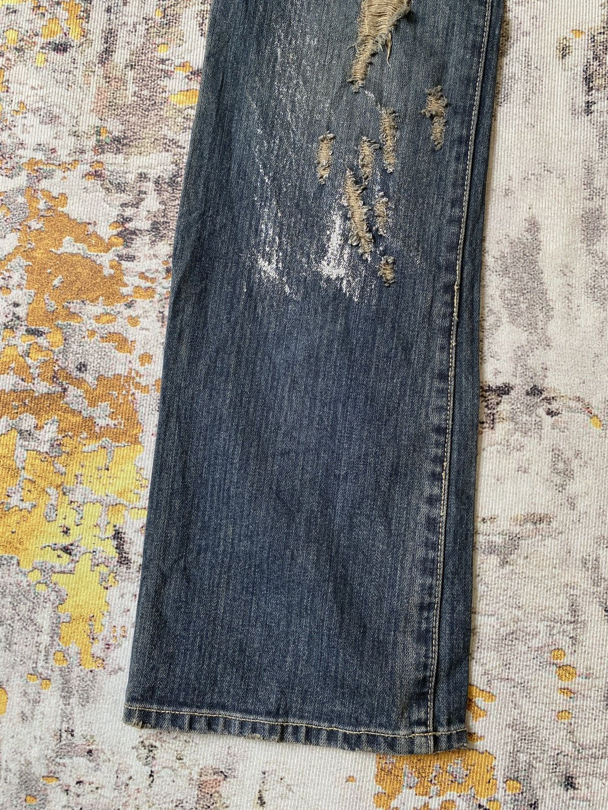 Japanese Brand Back Rush Distressed Splatter Design Flare Denim Size US 32 / EU 48 - 4 Thumbnail