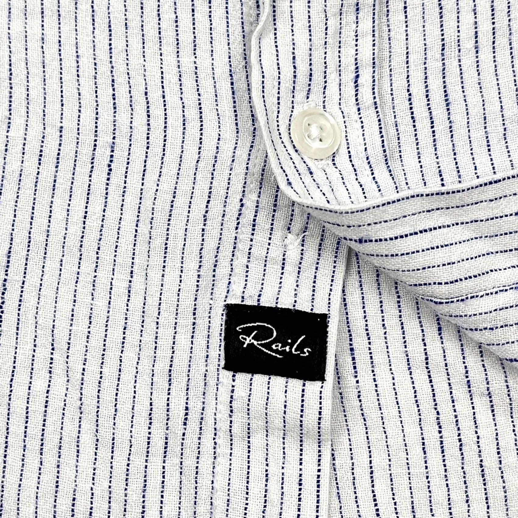 Rails Rails Shirt Mens XL / 2XL Connor White Royal Stripe Linen Blend Button Up Preppy Size US XXL / EU 58 / 5 - 4 Thumbnail