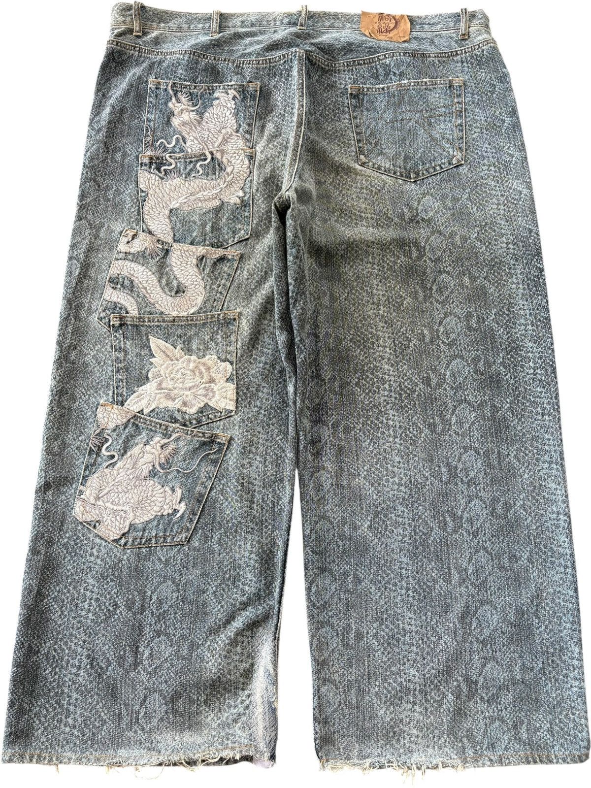 JNCO Vintage Japanese Karakuri Dragon Skin Embroidery Jeans Size US 44 / EU 60 - 2 Thumbnail