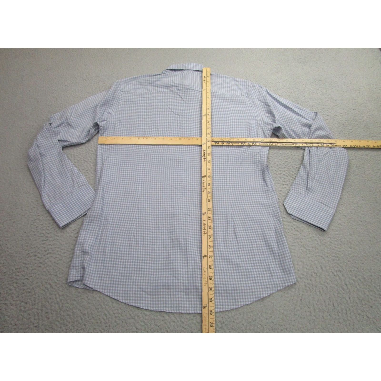 Eton ETON Dress Shirt Medium Gray Blue Check Cotton Contemporary Fit Long Sleeve Mens Size 40R - 7 Thumbnail