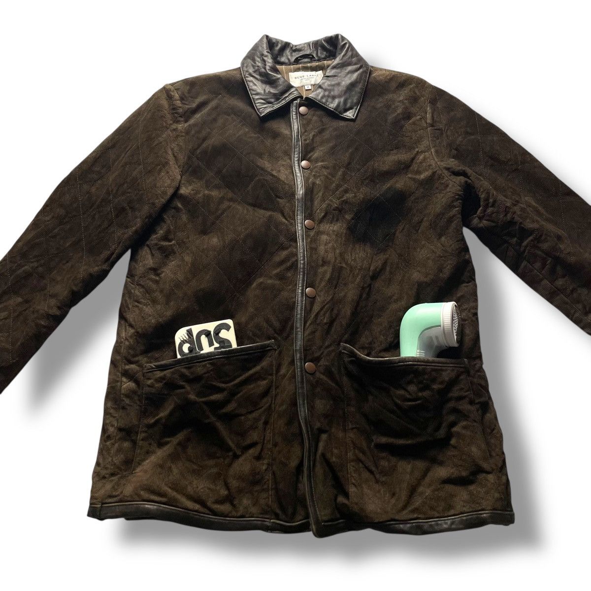 United Arrows 🇯🇵 UNITED ARROWS BUTTON UP CORDUROY + LEATHER JACKET Size US M / EU 48-50 / 2 - 7 Thumbnail