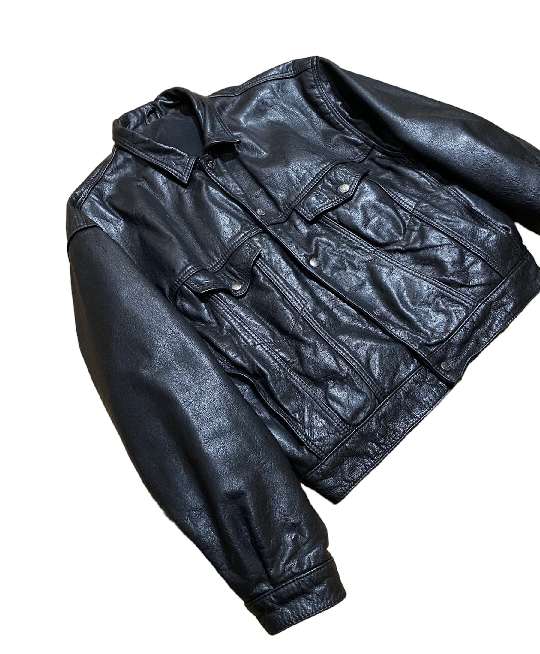 Vintage Vintage 80s Oversized Leather Bomber Jacket Size US S / EU 44-46 / 1 - 4 Thumbnail