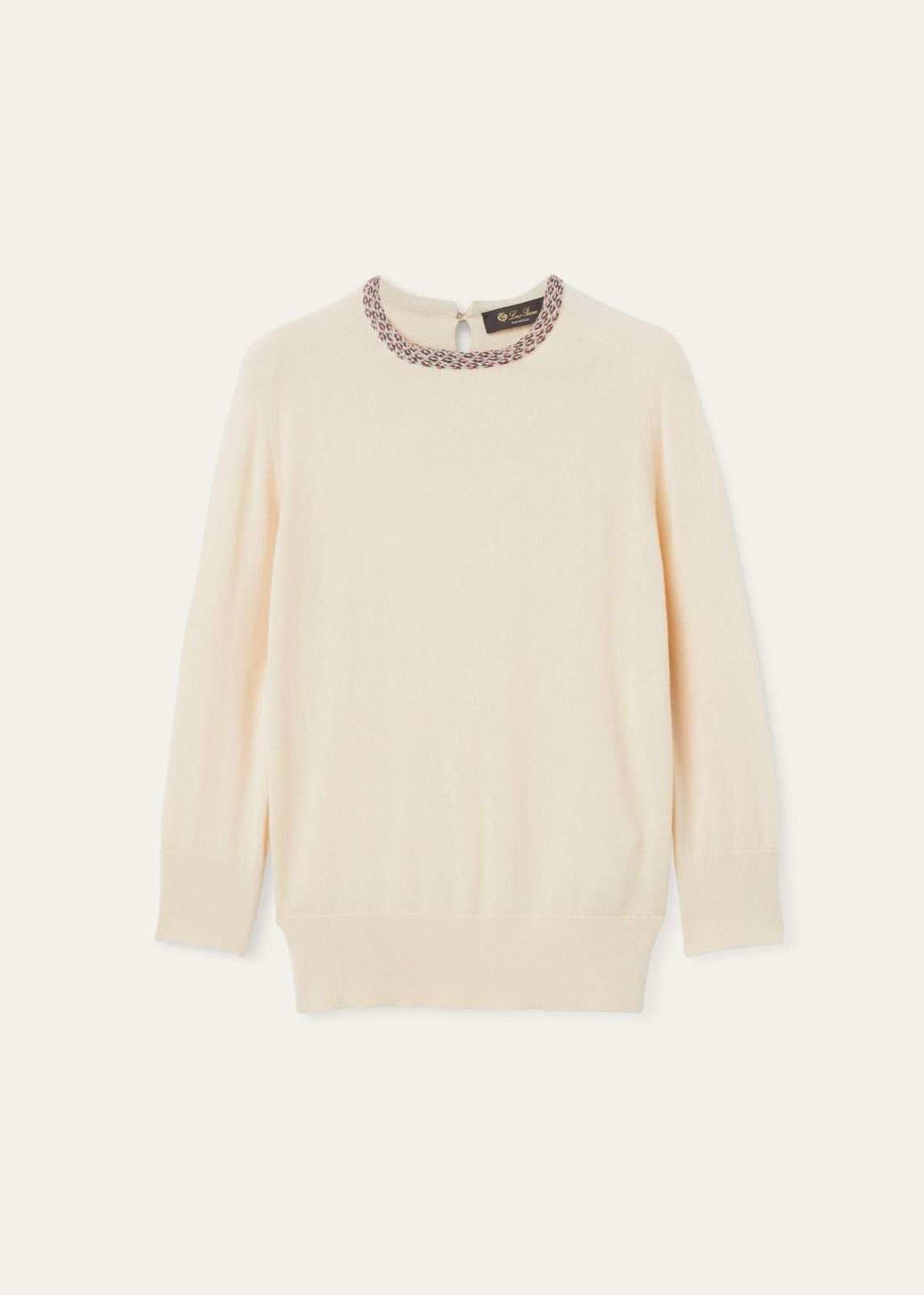 Loro Piana o1srvl11e0125 FAO1842 Ishikari Crewneck Sweater in Ivory Size XS / US 0-2 / IT 36-38 - 1 Thumbnail