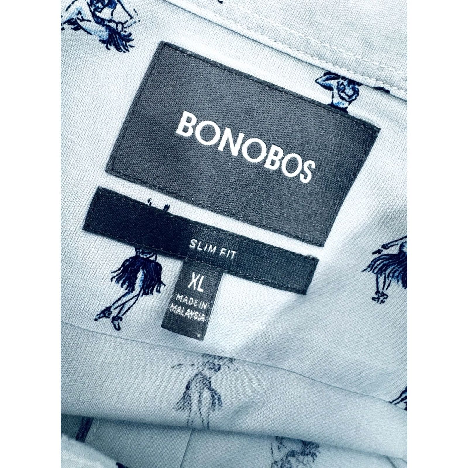 Bonobos Bonobos Dancing Hula Girl Print Hawaiian Aloha Slim Fit XL Shirt Mens Long Sleeve Blue 90s Event 80s Guardians? Size US XL / EU 56 / 4 - 4 Thumbnail