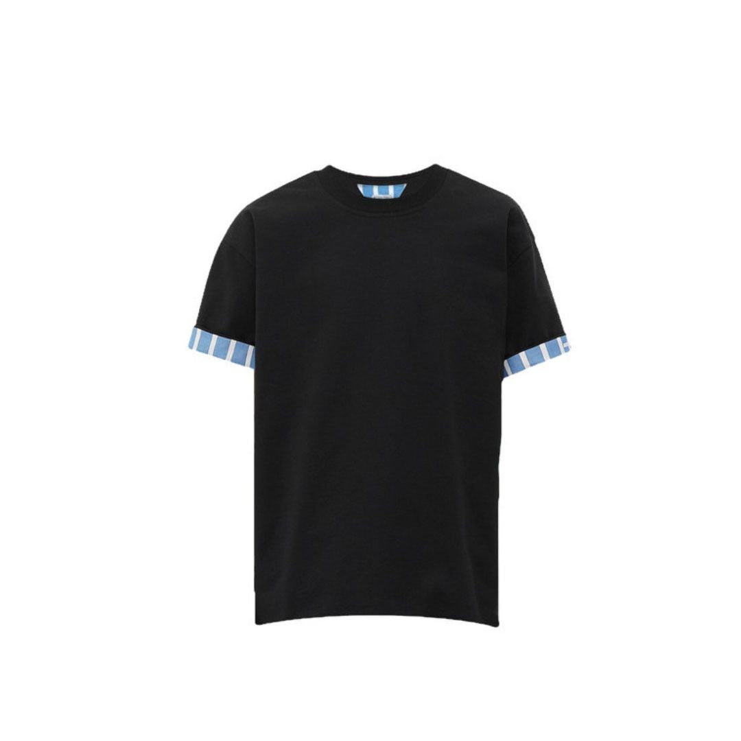 Bottega Veneta o1loc1c0824 754683 Double Layer Striped Cotton T-Shirt Black Size US L / EU 52-54 / 3 - 1 Thumbnail