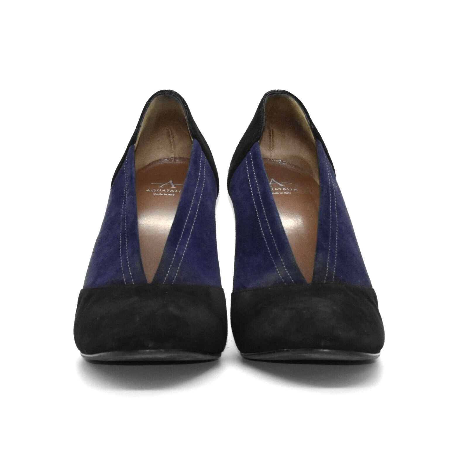 Aquatalia AQUATALIA Black Blue Colorblock Suede Block Heel Shoes Sz 10 Size US 10 / IT 40 - 4 Thumbnail