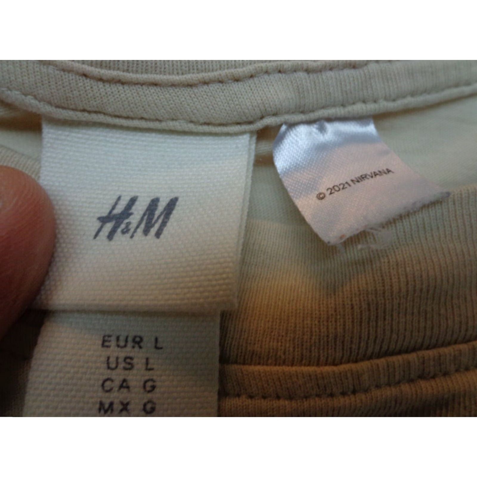 H&M H & M Nirvana T-Shirt Women Cream Size L Oversized Basic Short Sleeve Pullover 100% Cotton Regular Size L / US 10 / IT 46 - 4 Thumbnail