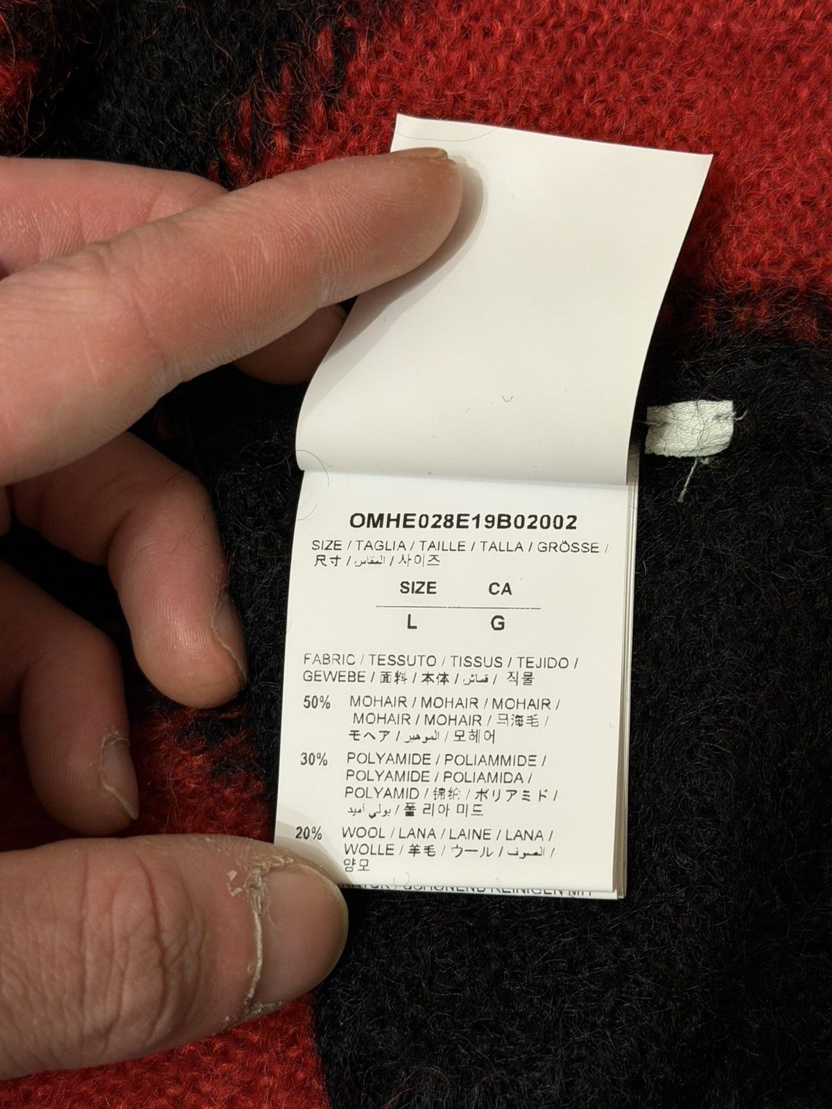 Off-White Off-White Diag Mohair Sweater Red/Black Size L Size US L / EU 52-54 / 3 - 6 Thumbnail