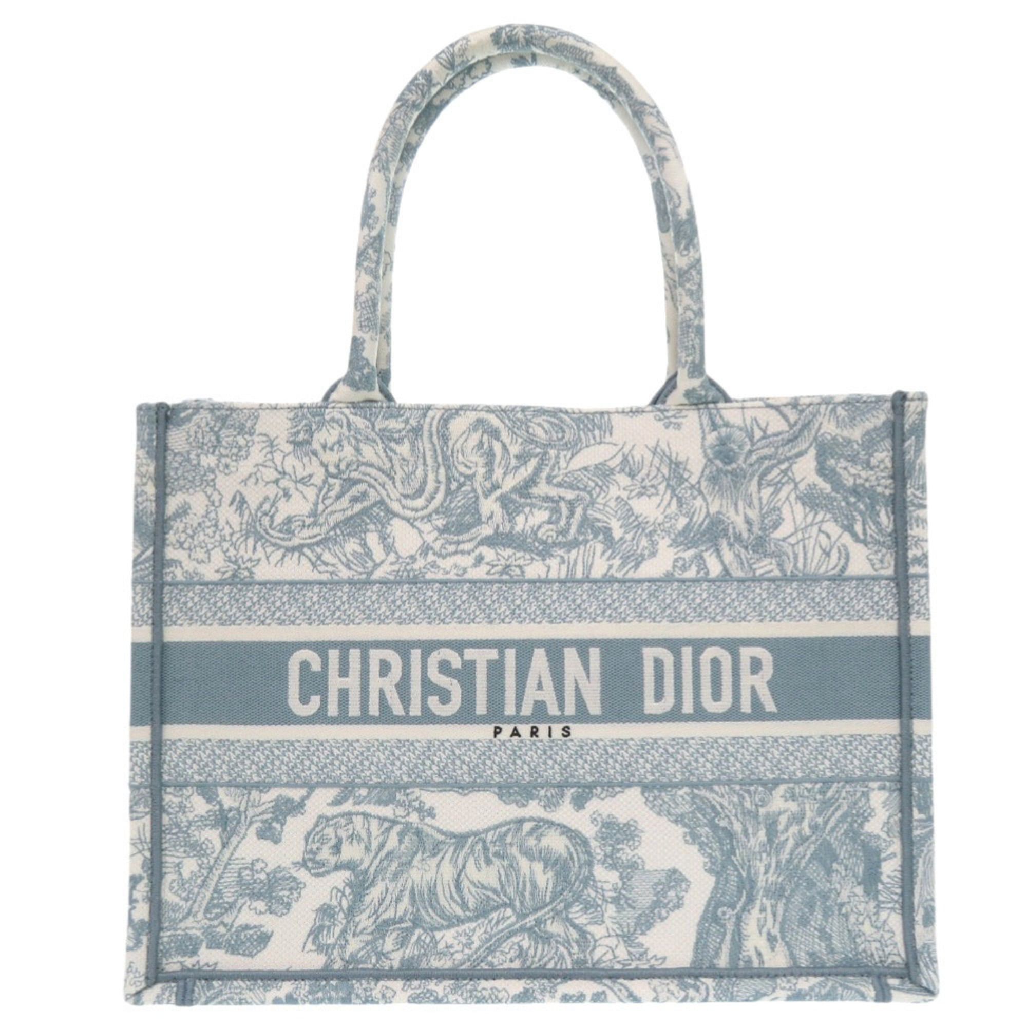 Dior Christian Dior Unused Dior Book Tote Bag, Medium, Toile de Jouy Embroidery, 50MA0225, Cotton, Light Blue, White, 0283Dior Size ONE SIZE - 1 Thumbnail