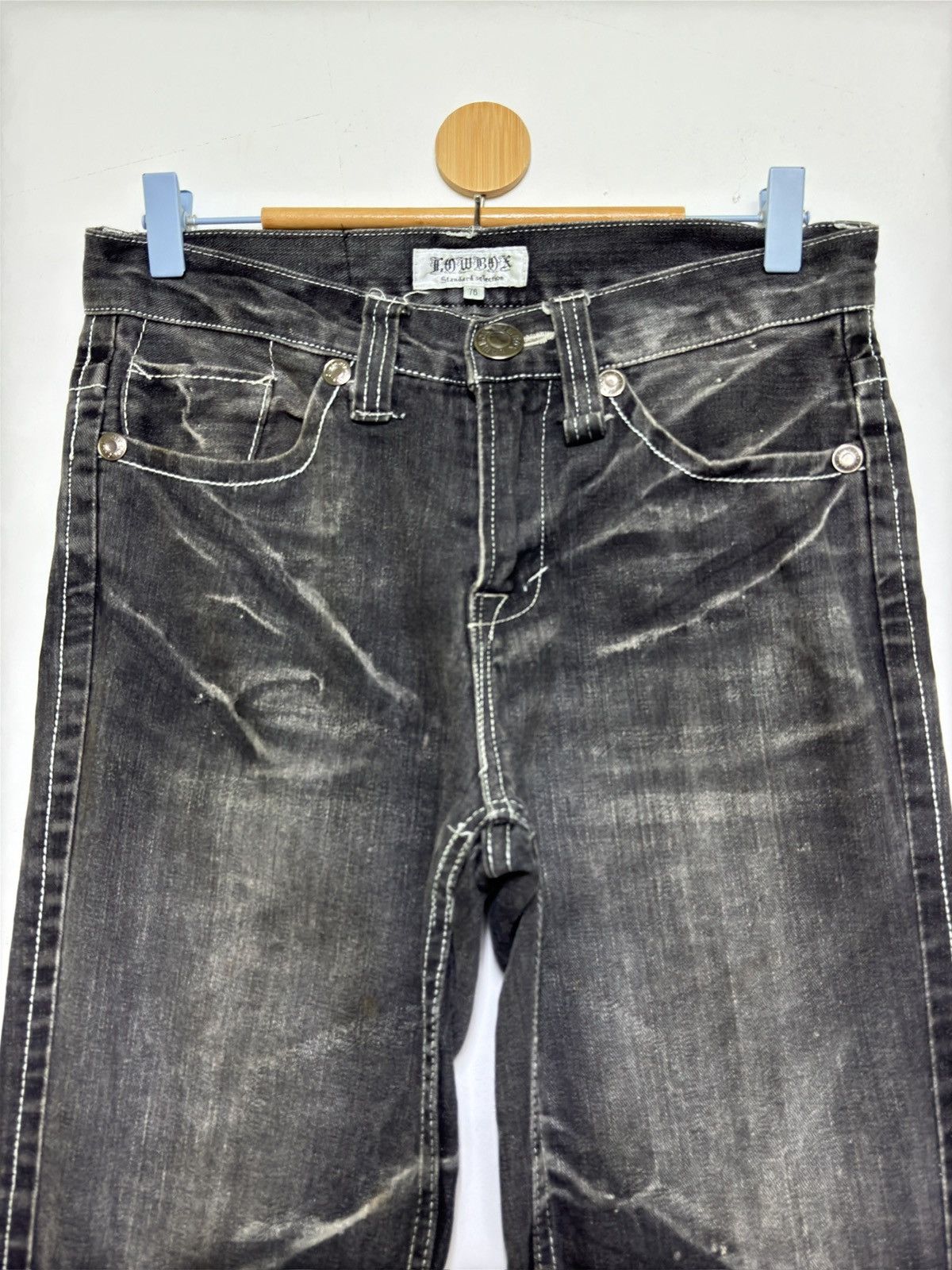 Hysteric Glamour Lowbox Black Acid Wash Claw Mark Denim Vintage Y2K Jeans Size US 29 - 3 Thumbnail