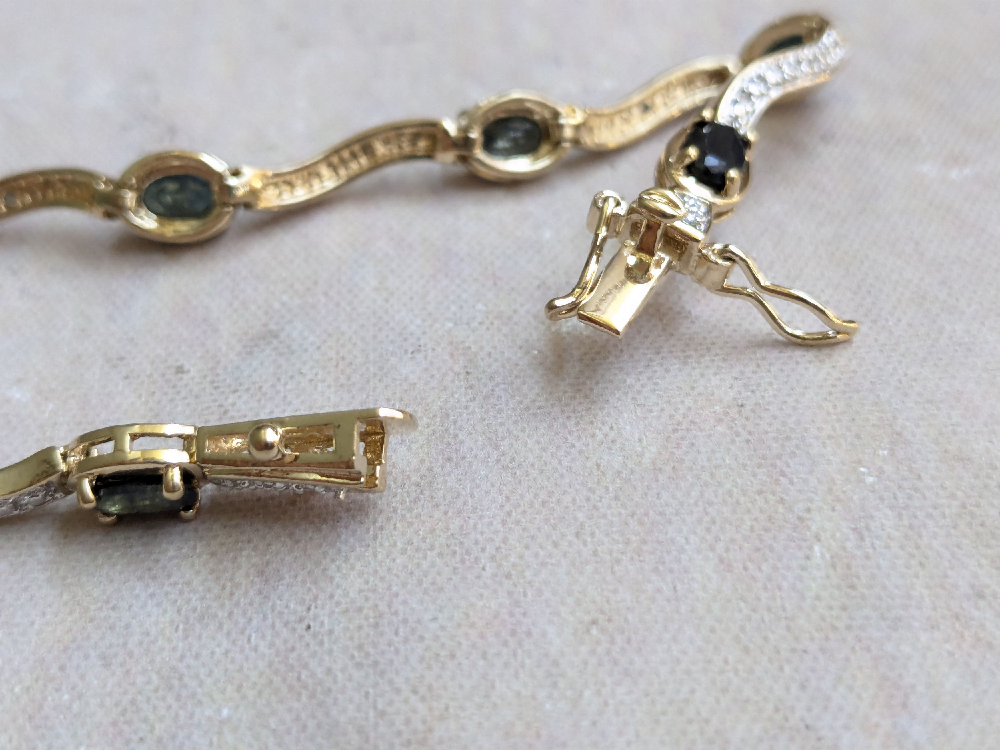 Sterling Silver Sterling Silver Tennis Bracelet Blue Gold Plated 7.25" Oval Size ONE SIZE - 9 Thumbnail