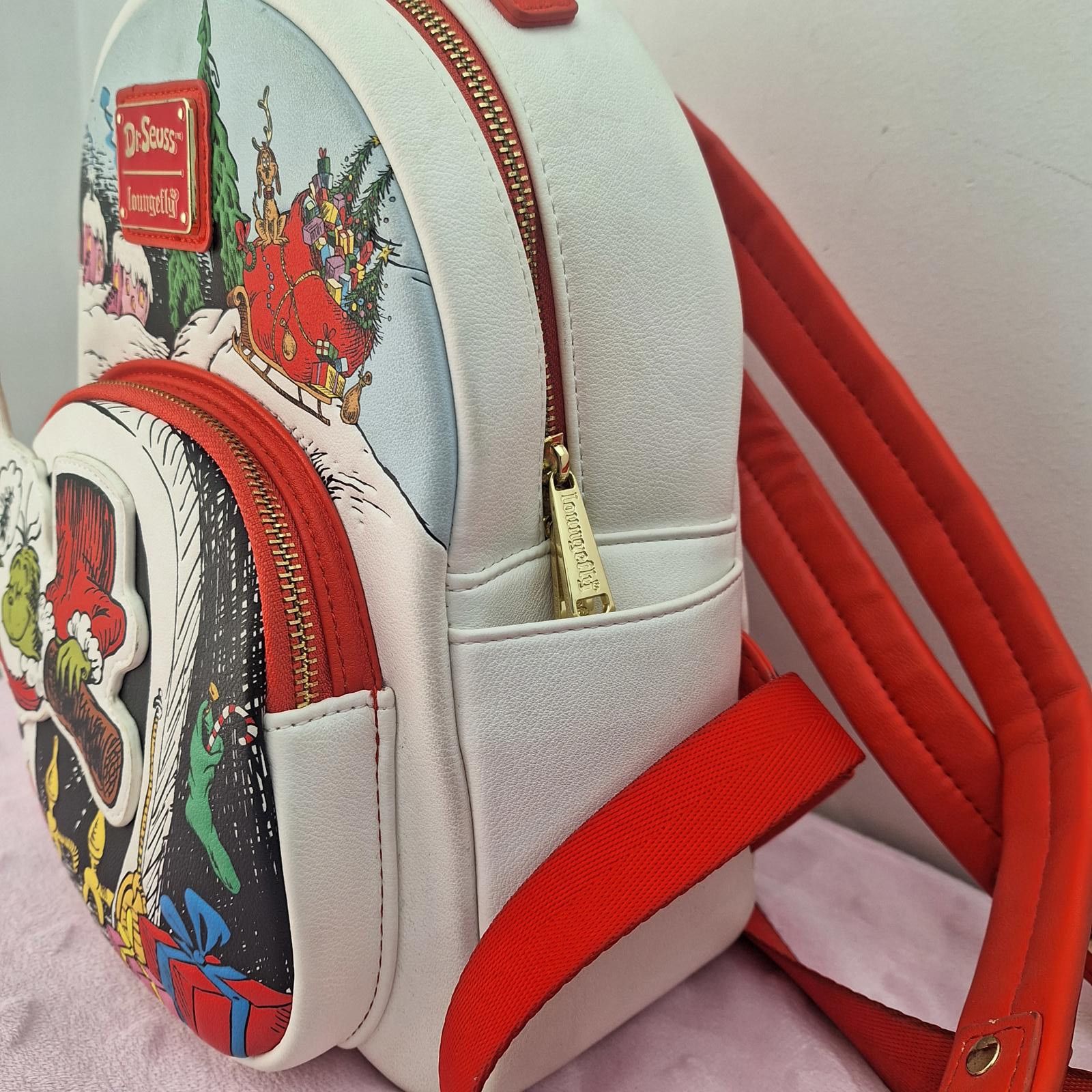 Designer LOUNGEFLY Dr. SeuSS The Grinch Christmas Edition. Back Pack Size ONE SIZE - 5 Thumbnail