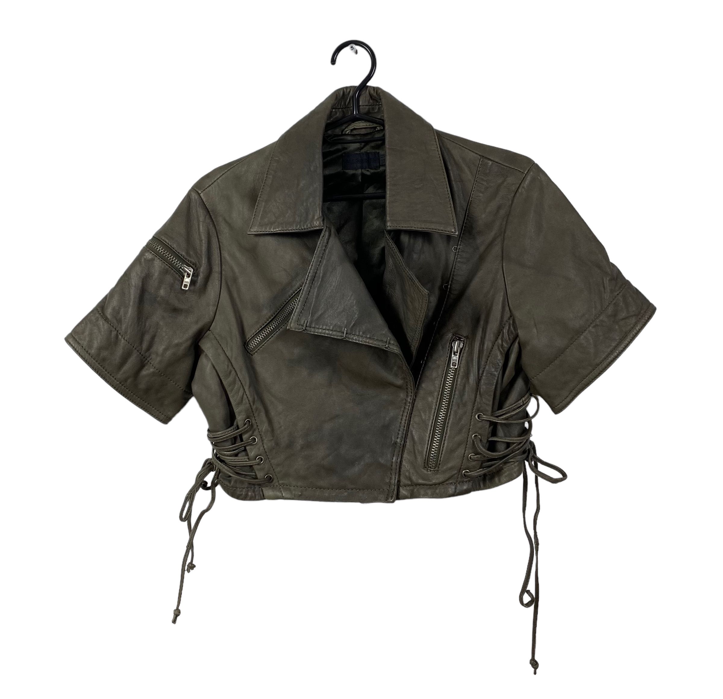 Allsaints all saints leather jacket short sleeve womens size us 10 Size L / US 10 / IT 46 - 11 Thumbnail