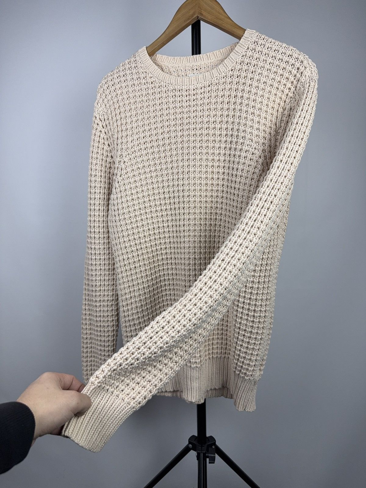 Allsaints Avant Garde 00s AllSaints Cream Waffle Knit Cotton Sweater Size US S / EU 44-46 / 1 - 4 Thumbnail