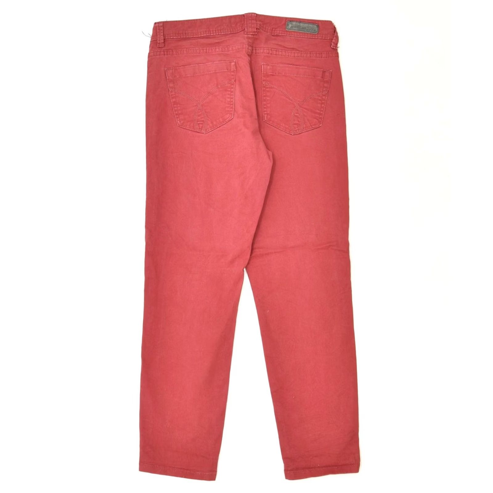 Calvin Klein CALVIN KLEIN Womens Crop Skinny Trousers Red Cotton Classic W27 L26 Size 27" / US 4 / IT 40 - 2 Thumbnail