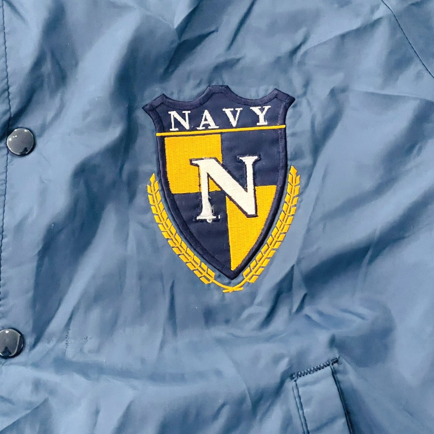 Vintage VINTAGE Premium Legends Nylon Navy Striped Wind Breaker Jacket Small Mens Size S Blues Crest 1980s Decade Blazer Size 36R - 3 Thumbnail