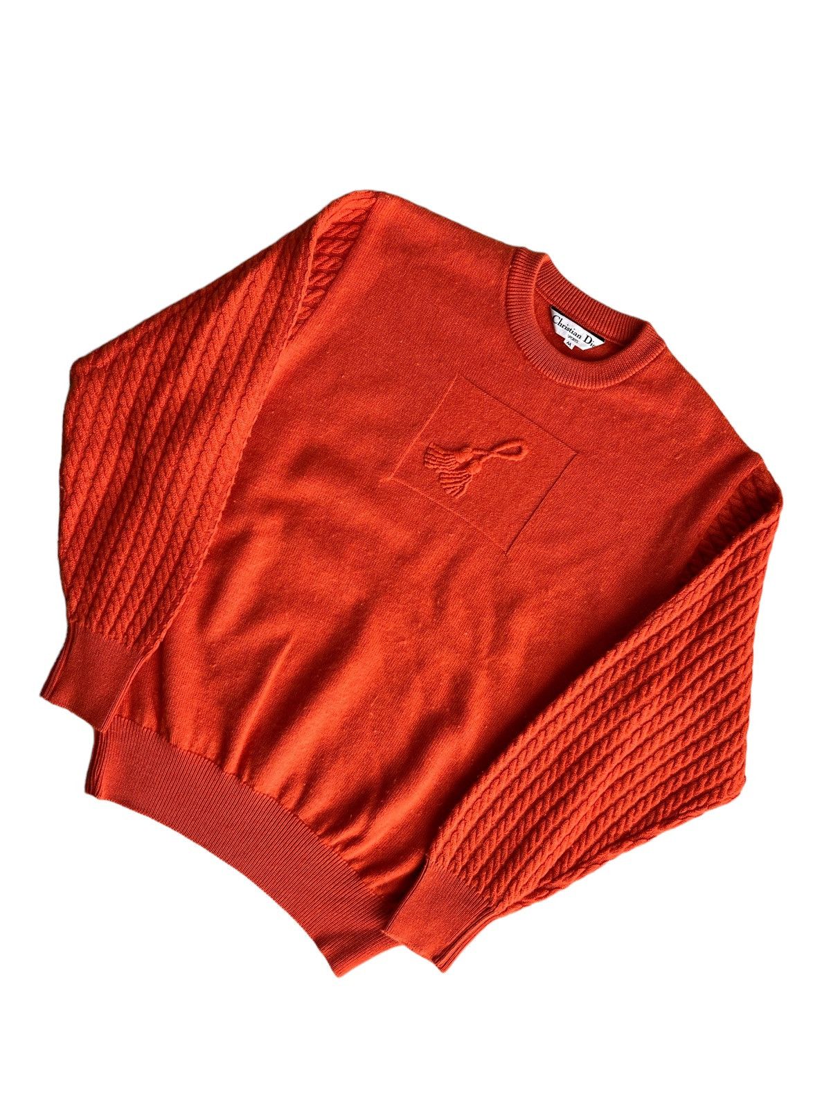 Christian Dior Monsieur 1980s Christian Dior 🇮🇹 Orange Hybrid Knit Sleeve Sweater Size US M / EU 48-50 / 2 - 3 Thumbnail