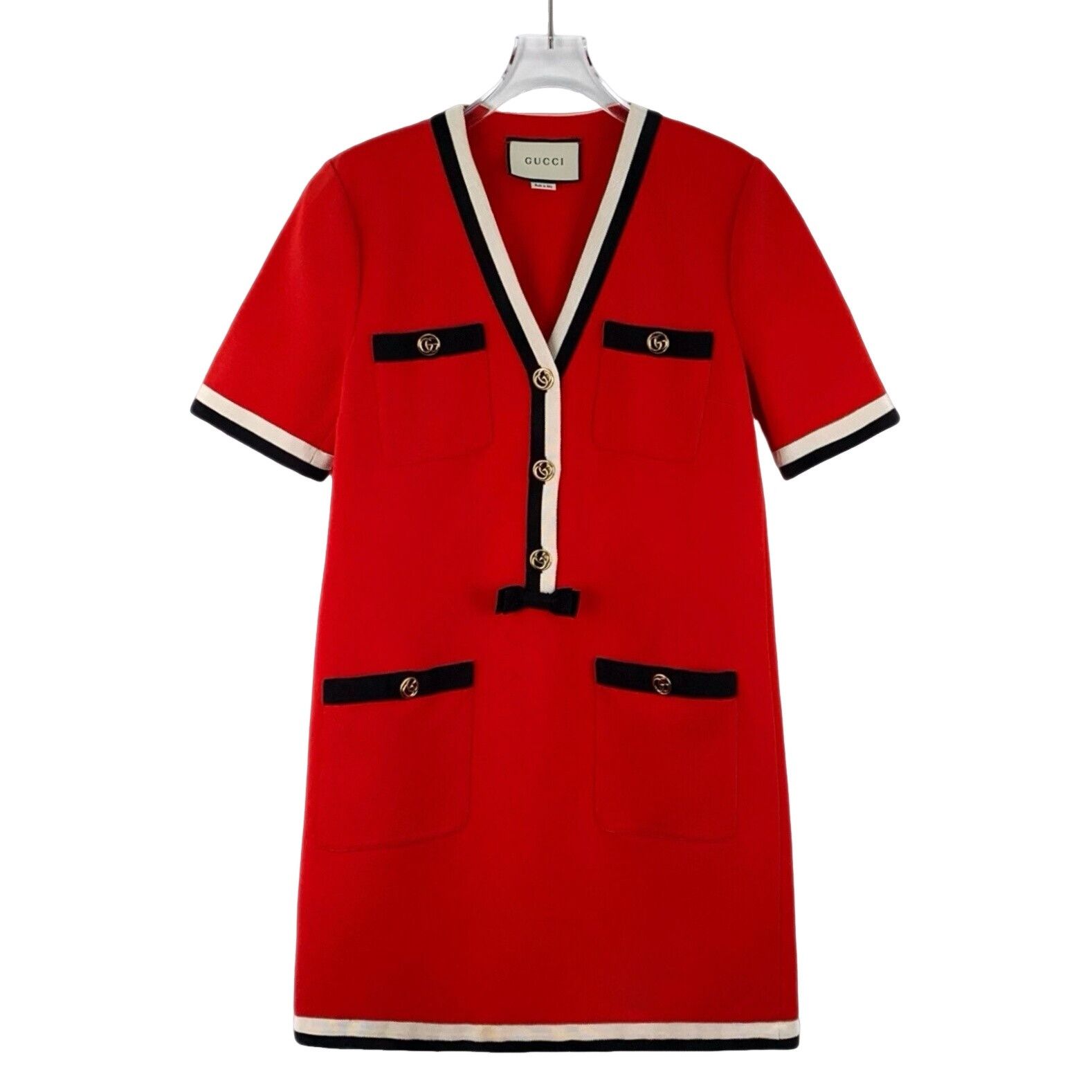 Gucci Gucci Stripe Trim V-Neck Mini Dress S Size S / US 4 / IT 40 - 1 Thumbnail