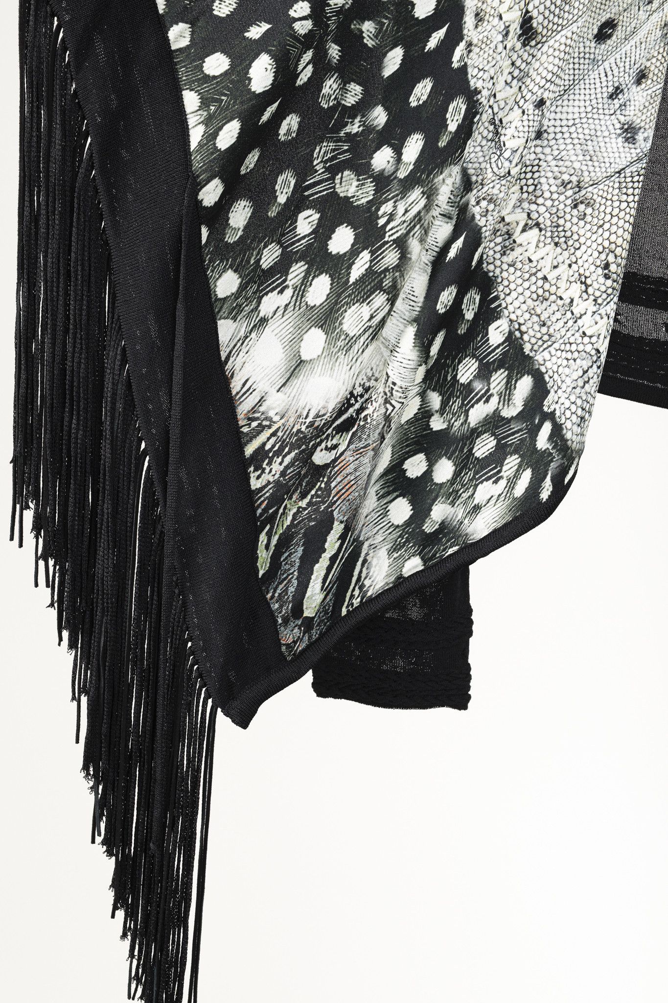 Roberto Cavalli Roberto Cavalli Black Fringe Shawl Cardigan Size M / US 6-8 / IT 42-44 - 9 Thumbnail