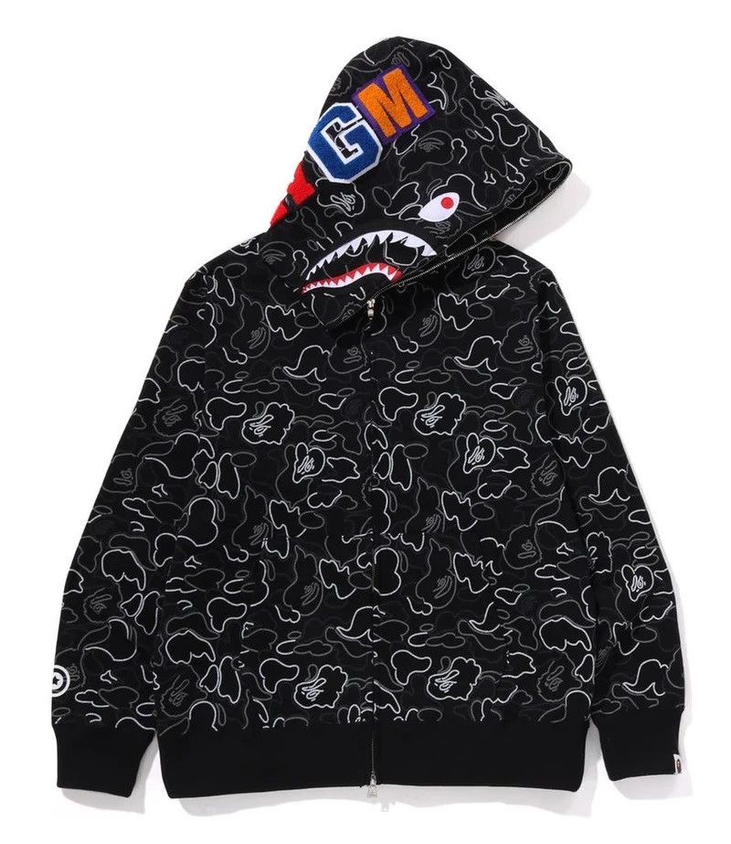 Bape Bape Shark Zip Hoodie Size ONE SIZE - 4 Thumbnail