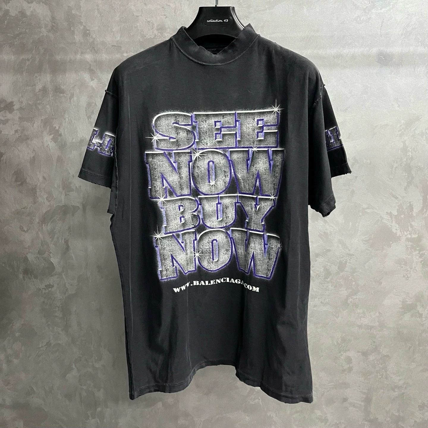 Balenciaga Balenciaga 24 Black Letter Print Hole T-Shirt Size US XL / EU 56 / 4 - 1 Thumbnail