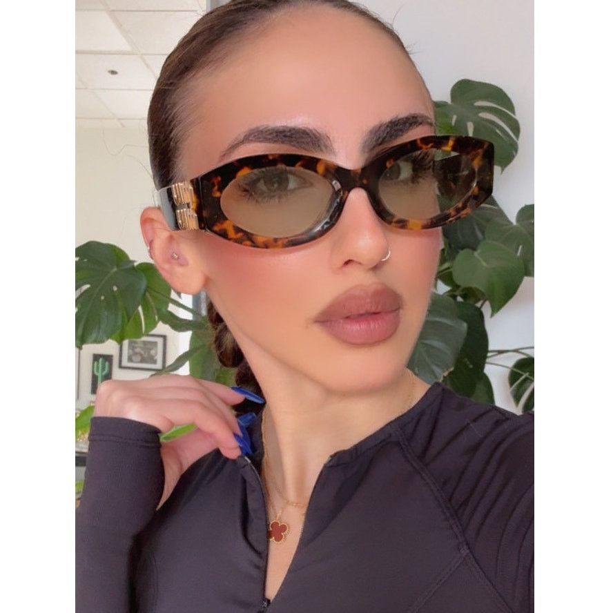 Miu Miu NEW Miu Miu MU11WS Thick Rim Oval Sunglasses in Green Brown Size ONE SIZE - 1 Thumbnail