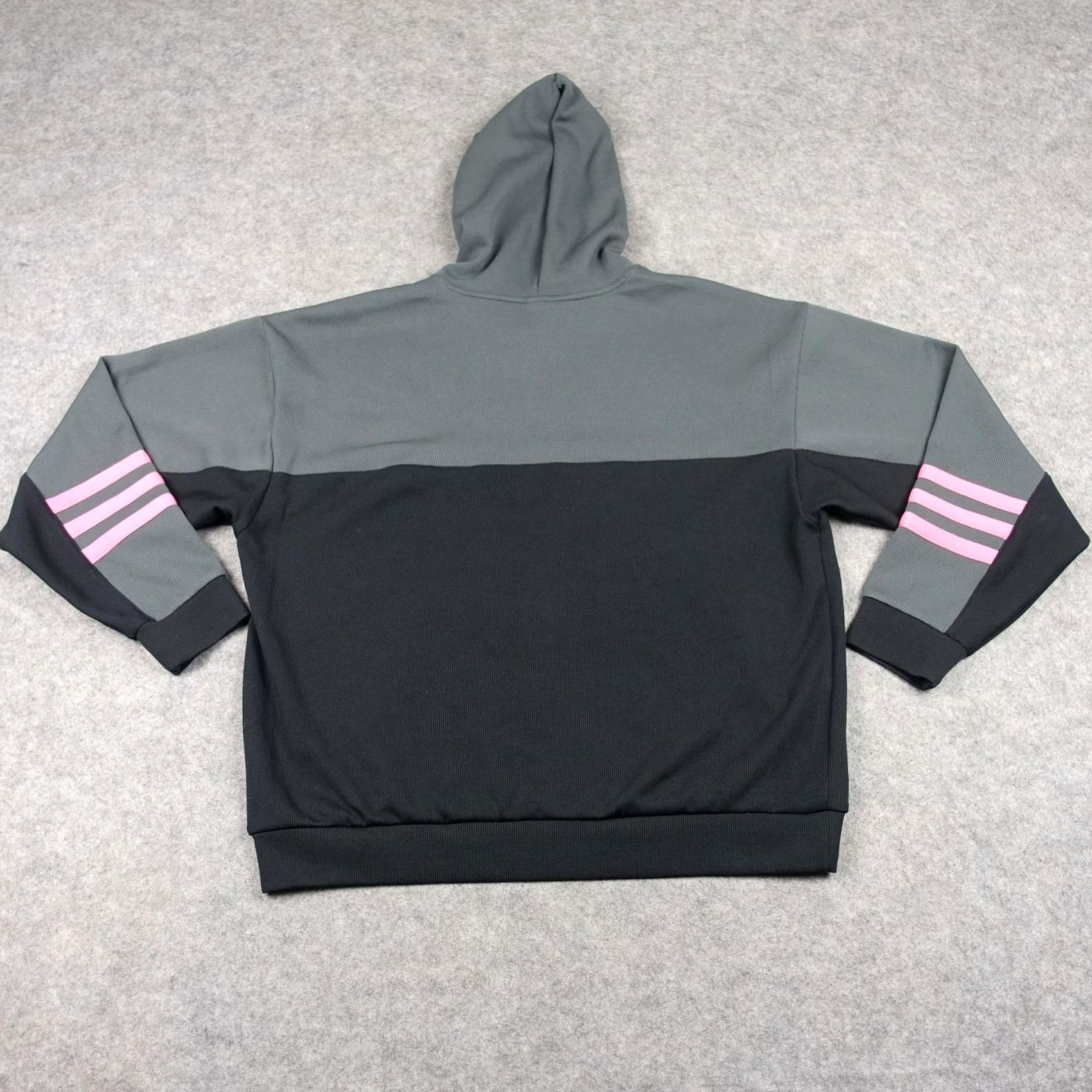 Adidas Adidas Hoodie Mens Large Gray Black 3 Stripe Pullover Sweatshirt Primegreen Knit Polyester Hooded Pockets Embroidered Logo Striped Sports Size US L / EU 52-54 / 3 - 6 Thumbnail