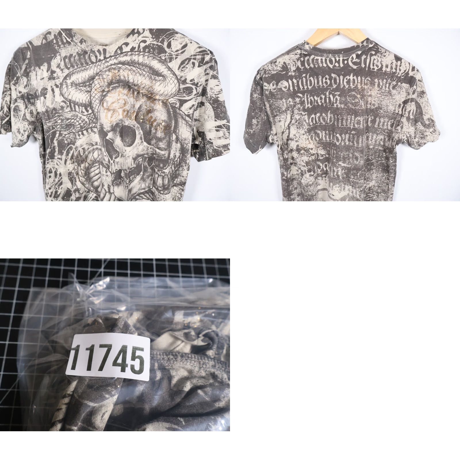 Vintage Xtreme Couture T-Shirt Men Gray Skull Snake AOP Y2K Logo Short Sleeve Crew Neck Vintage 2000s, Regular Fit, 100% Cotton, Made in USA, Size M Size US M / EU 48-50 / 2 - 8 Thumbnail