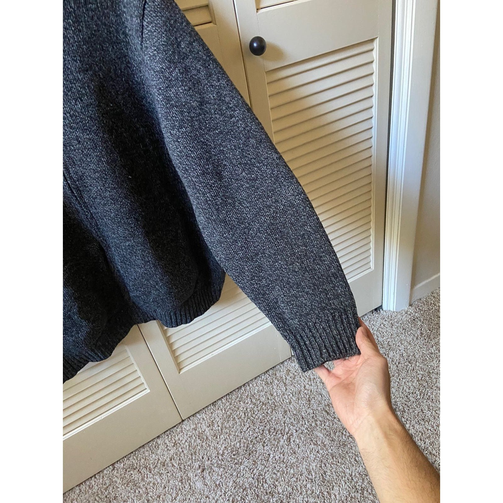 L.L. Bean LL Bean Lambs Wool Zip Grey Knit Sweater Mock Neck Size XL Size US XL / EU 56 / 4 - 8 Thumbnail