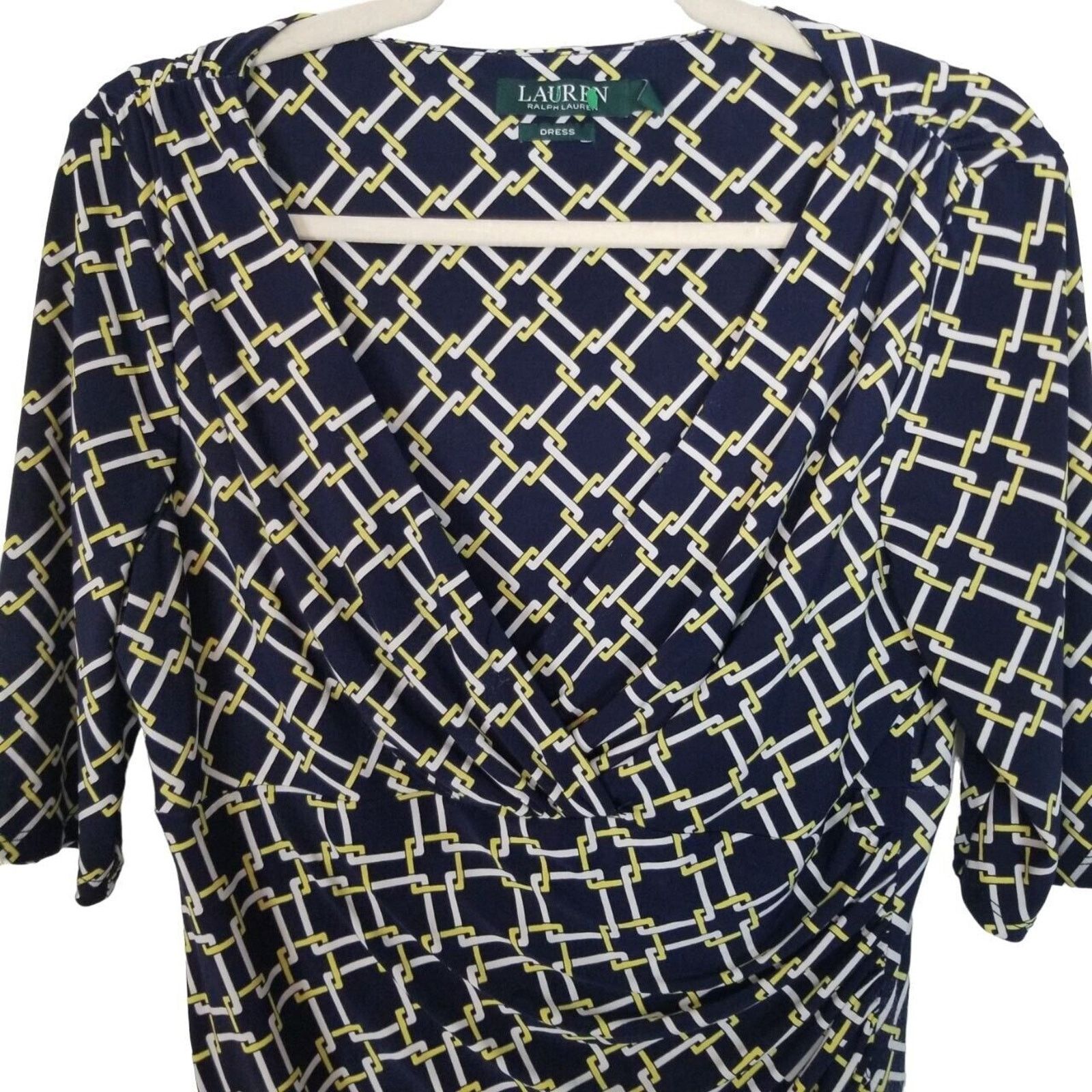 Lauren Ralph Lauren Lauren Ralph Lauren Womens Geometric Ruched Sheath Dress 10 Size L / US 10 / IT 46 - 2 Thumbnail