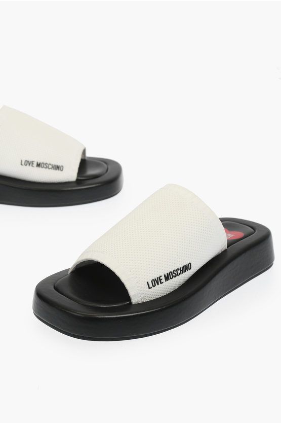 image of Moschino Love Two-Tone Row30 Sabot Shoes in Black/White, Women's (Size 9)
