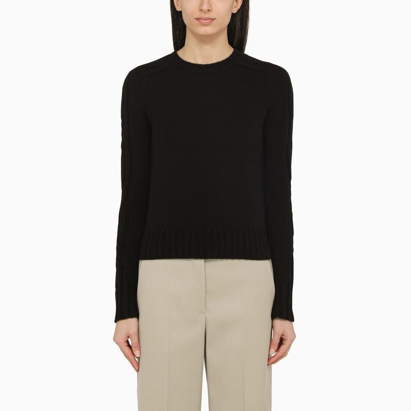 Image of Max Mara Black Cashmere Crew-Neck Sweater, Women's (Size XL)