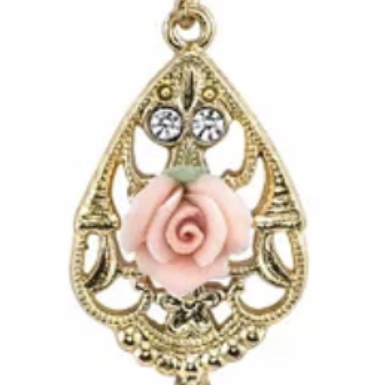 Other 1928 crystal and pink porcelain rose station pearl necklace Size ONE SIZE - 2 Thumbnail