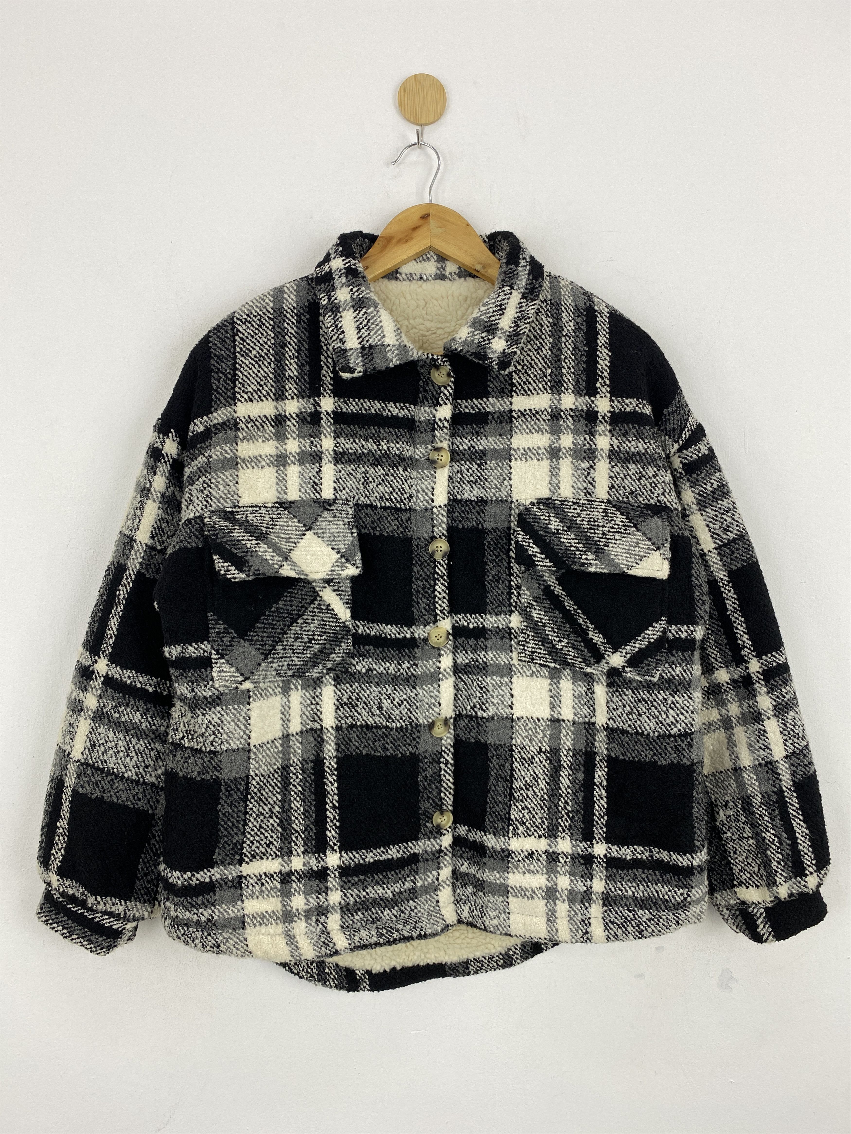 Japanese Brand Vintage 80s Japanese Brand Sherpa Wool Shadow Jacket J1891 Size US M / EU 48-50 / 2 - 1 Thumbnail