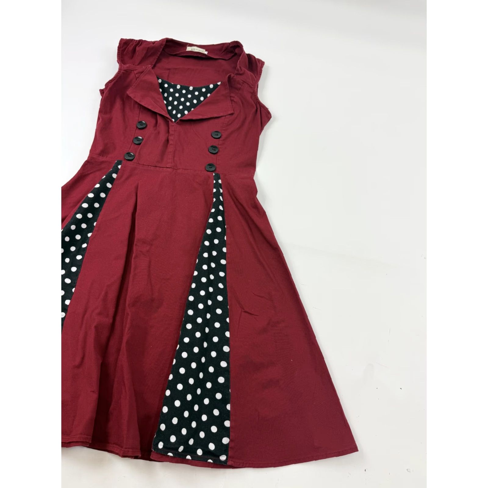 Vintage Killreal Dress Womens XL Red Polka Dot Fit & Flare Knee Length Collared Rock Retro Sleeveless; Casual Party/Cocktail Size XL / US 12-14 / IT 48-50 - 3 Thumbnail
