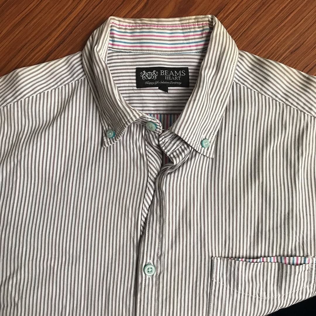 Beams Japan × Beams Plus Vintage Beams Heart Shirt brown stripes White japan Folding Size US L / EU 52-54 / 3 - 1 Thumbnail