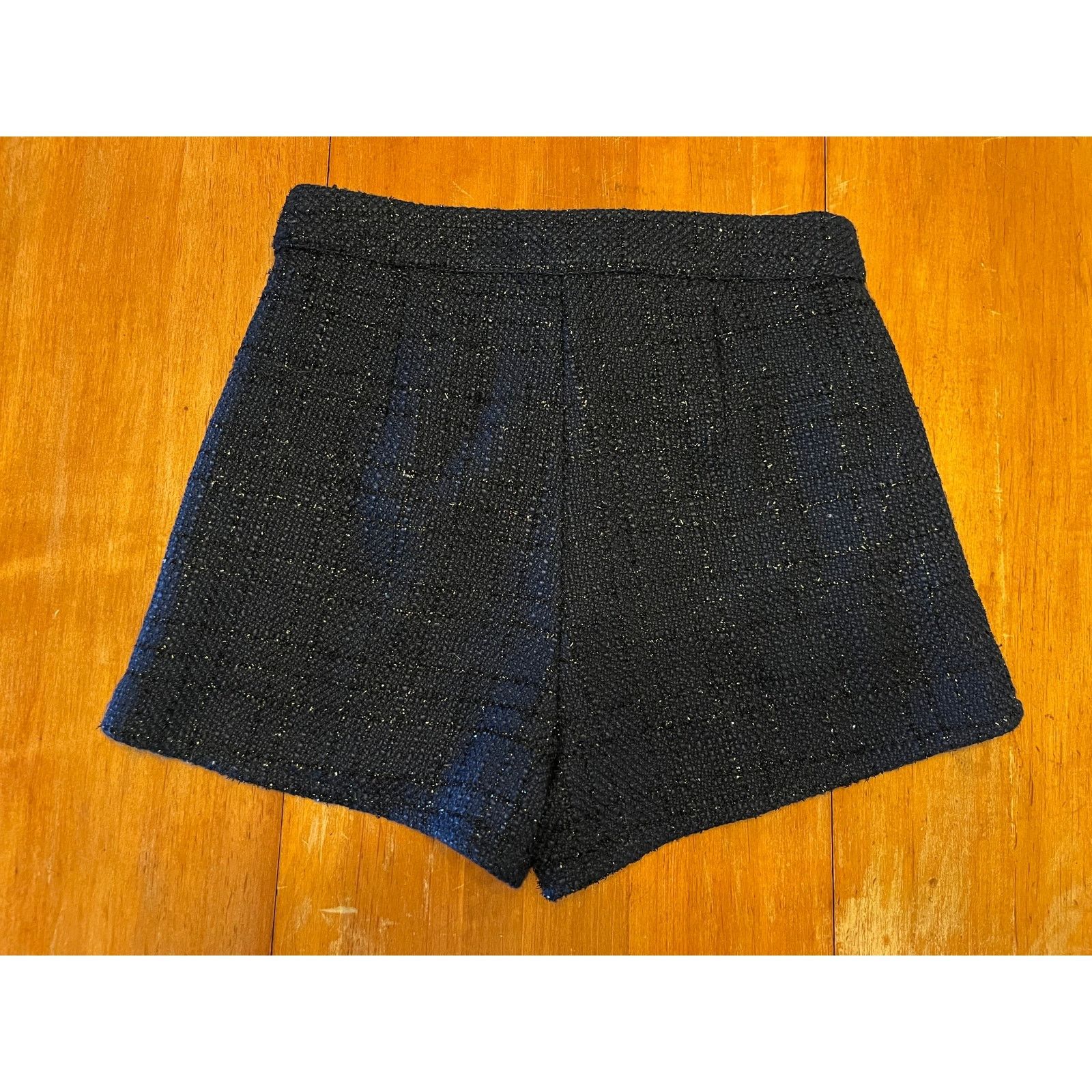 Other About Us Navy Blue Tweed Shorts S Metallic Thread High-Waist Size 26" / US 2 / IT 38 - 6 Thumbnail
