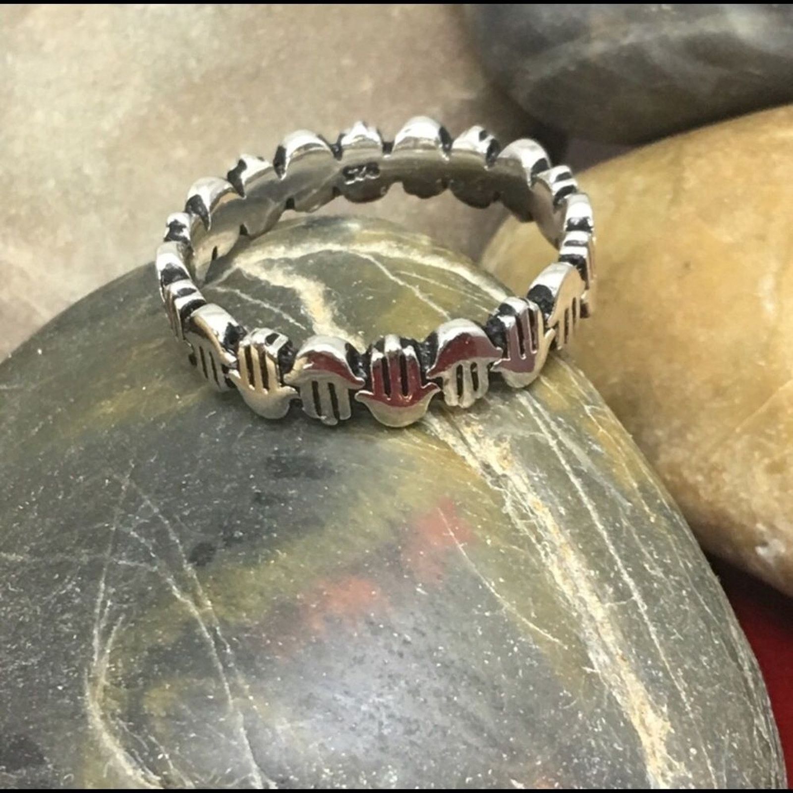 The Unbranded Brand Sterling Silver Hamza Band Eternity Ring Size ONE SIZE - 2 Thumbnail
