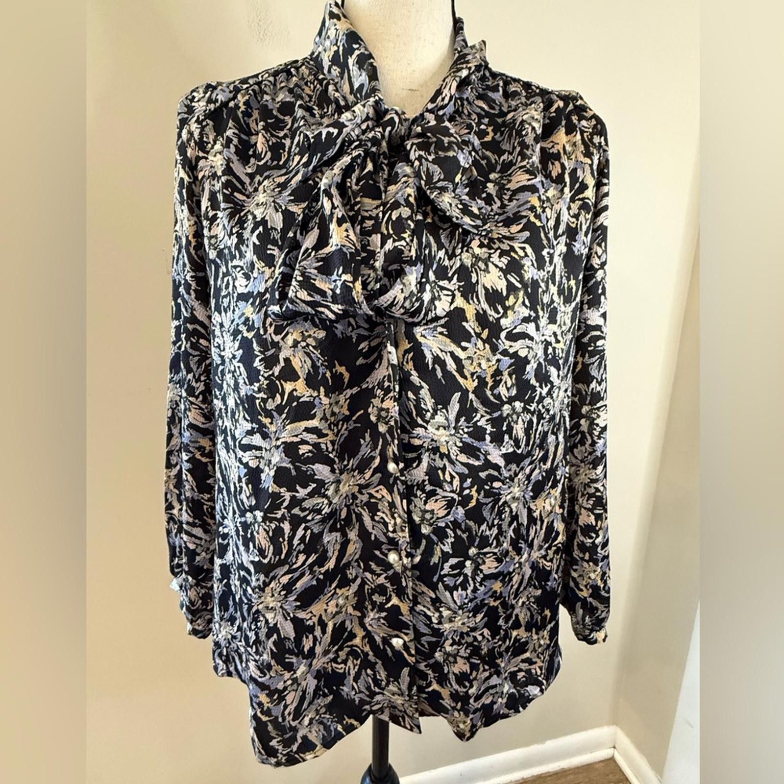 Roberto Cavalli Rope dressy floral bow top black blue pink tan SZ M Size M / US 6-8 / IT 42-44 - 1 Thumbnail