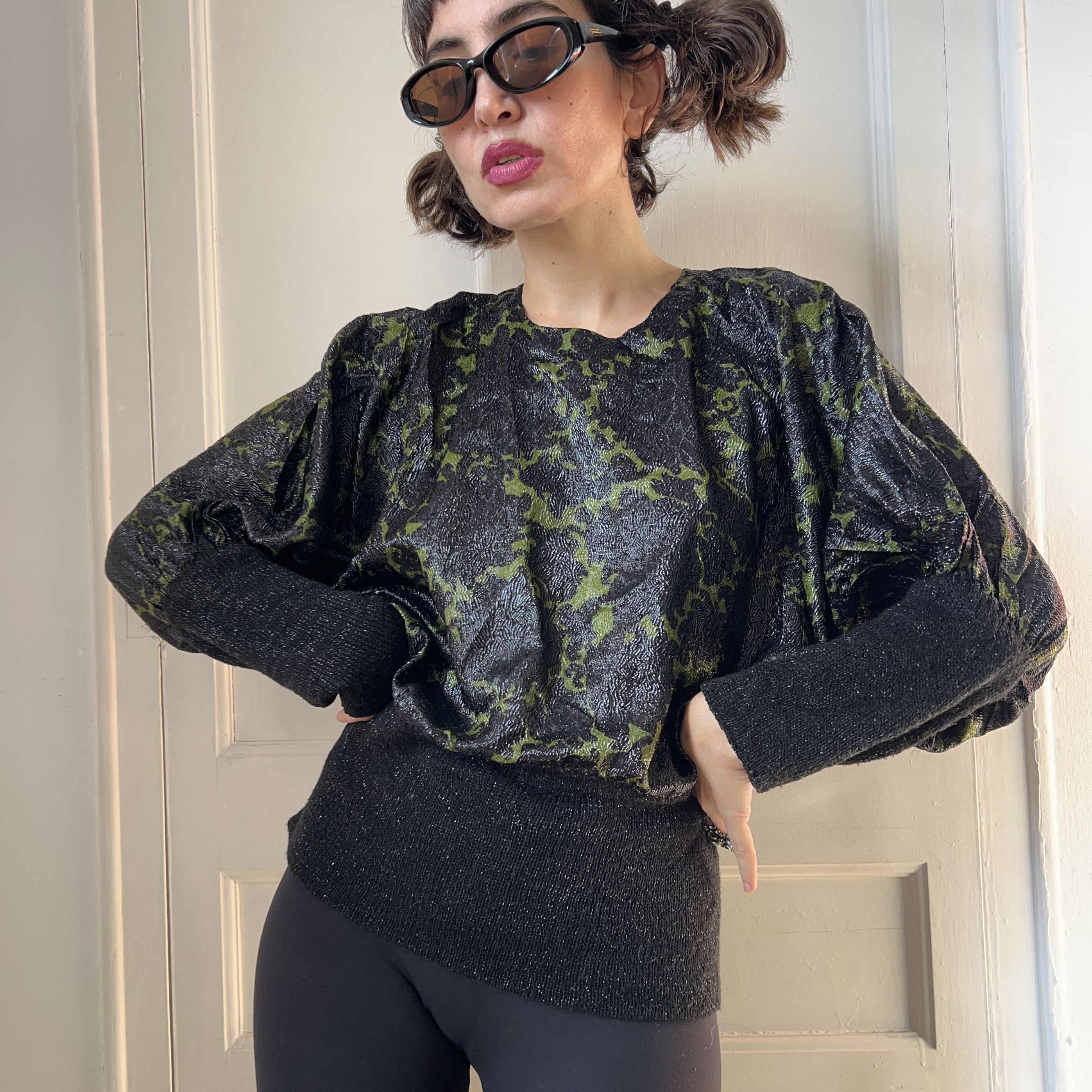 Vintage Vintage 80s Batwing Sparkle Blouse Size ONE SIZE - 5 Thumbnail