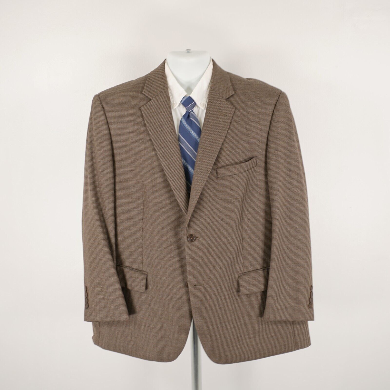 Pronto Uomo Pronto Uomo Platinum Luxury Wool Brown Blue Hounstooth 2 But Size 44R - 5 Thumbnail