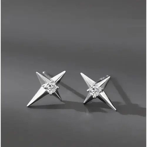VIBE 925 Silver Plated CZ Star Stud Earrings Size ONE SIZE - 6 Thumbnail