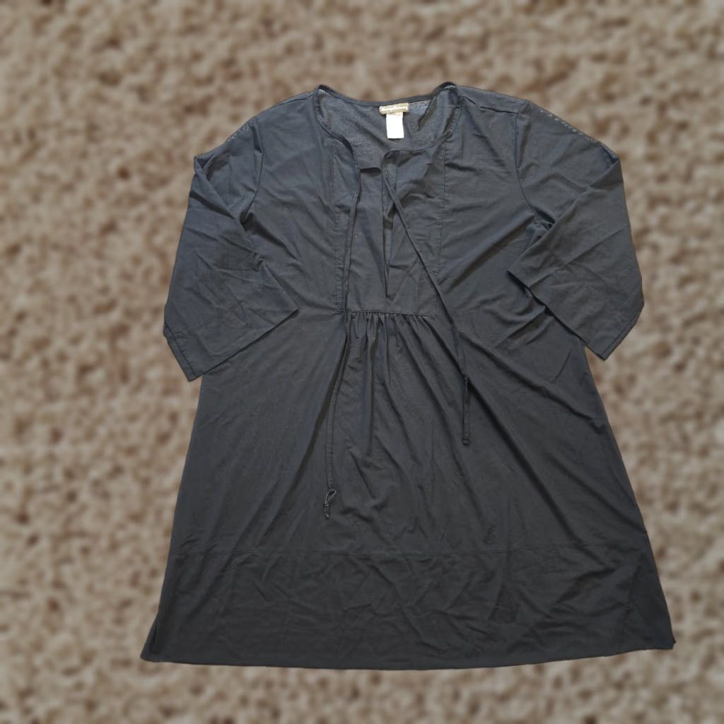 Tommy Bahama Tommy Bahama Dress Womens Large Black Beach Coverup Sheer Nylon Resort A-Line Short 3/4 Sleeve V-Neck Pullover Knit Casual Beach Womens Size L / US 10 / IT 46 - 1 Thumbnail