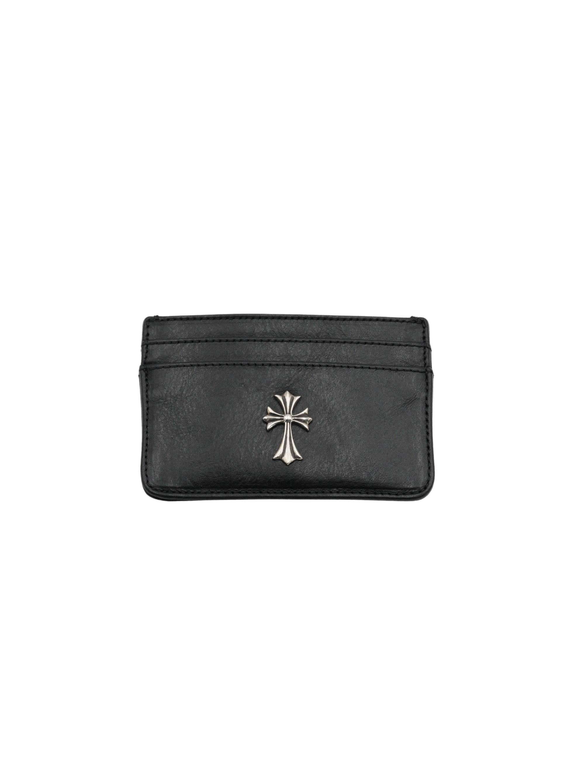 Chrome Hearts Chrome Hearts Silver Cross Black Leather Cardholder Size ONE SIZE - 1 Thumbnail