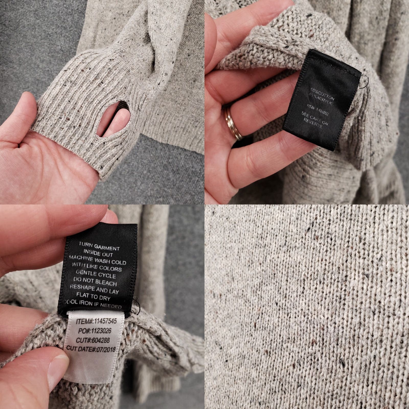 Torrid Torrid Sweater Pullover 4X Gray Cable Knit Front Tunic Cutout Thumbhole Womens Size XXL / US 16-18 / IT 52-54 - 8 Thumbnail