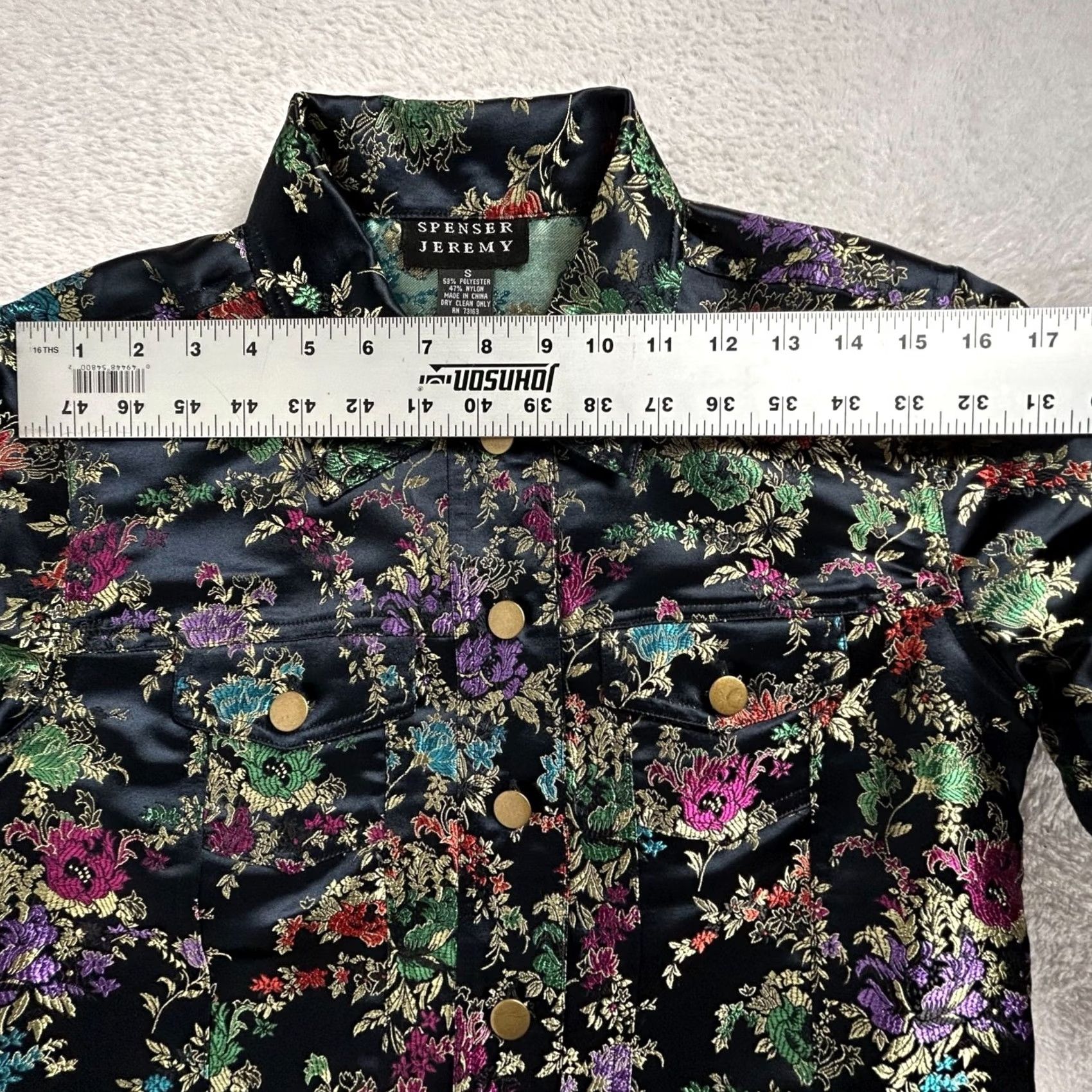Vintage Spenser Jeremy Womens Black Floral Cropped Jacket Small Pockets Lightweight Size S / US 4 / IT 40 - 4 Thumbnail