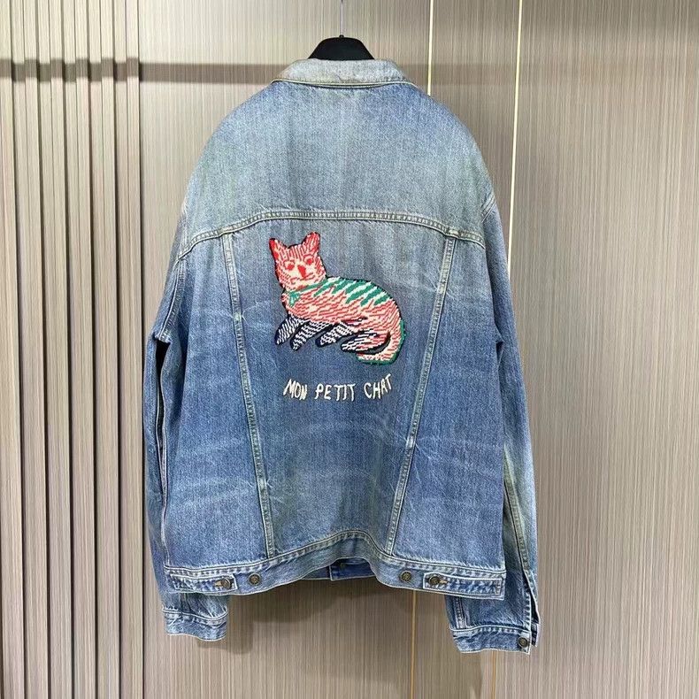 Gucci Gucci Make an old embroidered cat letter denim jacket 2502- Size US L / EU 52-54 / 3 - 2 Thumbnail