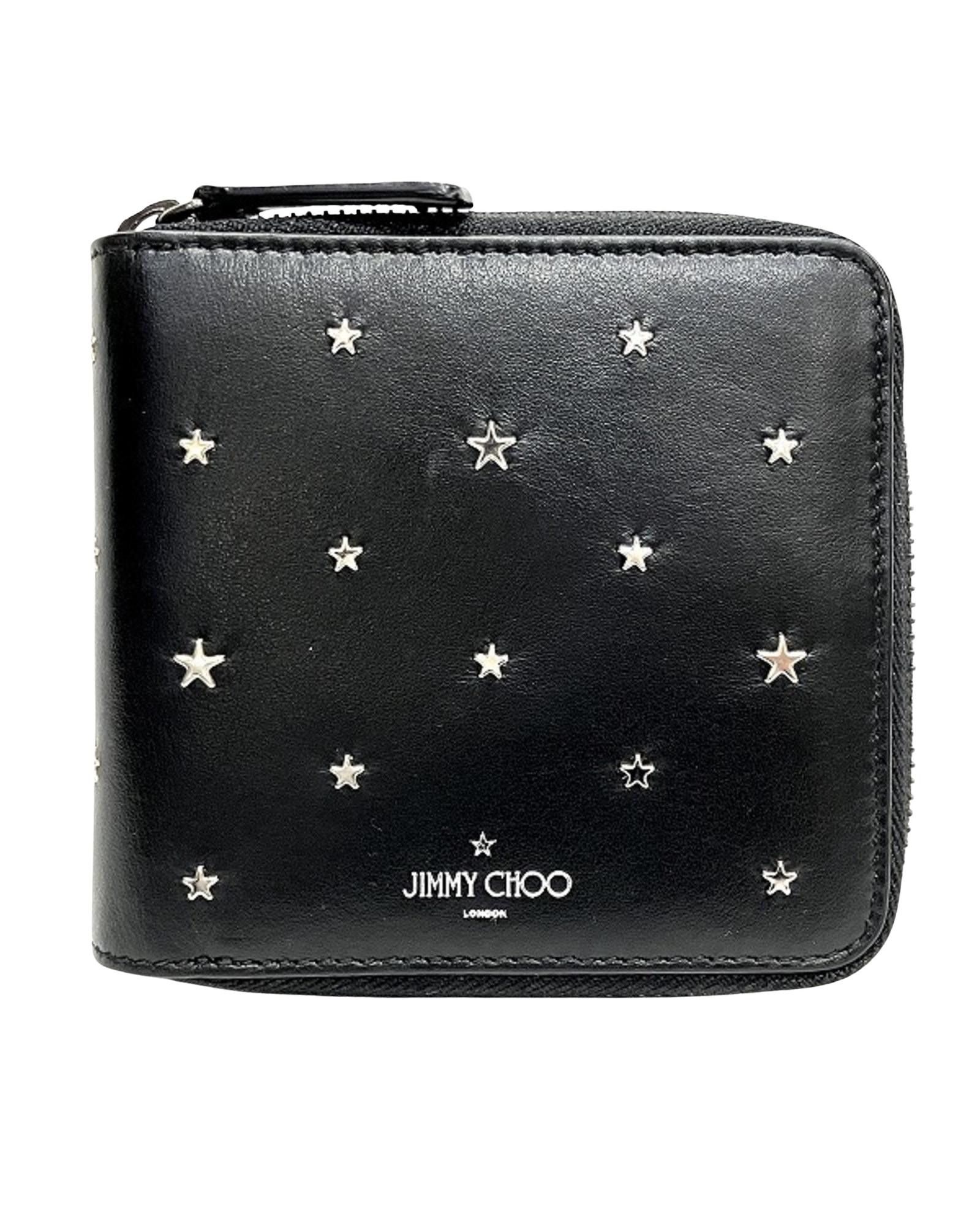 image of Jimmy Choo Luxurious Black Leather Coin Purse For Women - Sleek And Practical Accessory