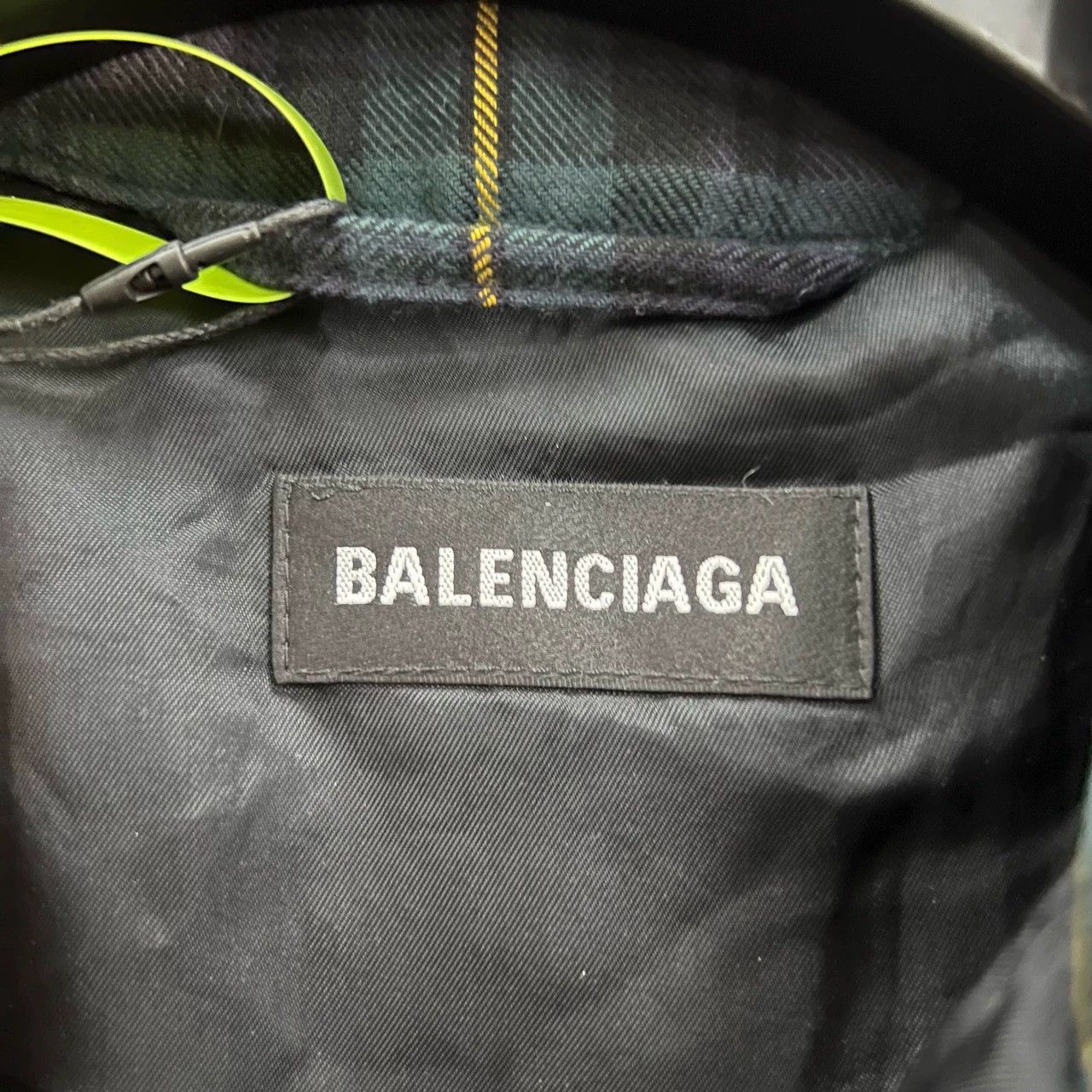balenciaga plaid logo embroidered jacket size 48
